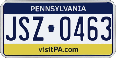 PA license plate JSZ0463