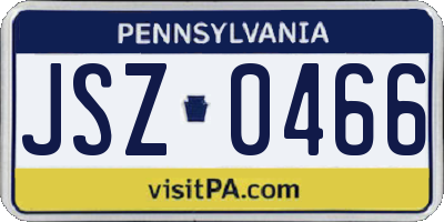 PA license plate JSZ0466