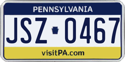 PA license plate JSZ0467