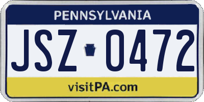 PA license plate JSZ0472