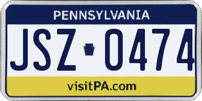 PA license plate JSZ0474