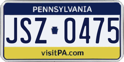 PA license plate JSZ0475