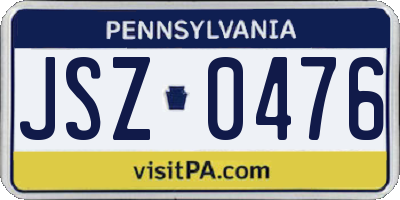 PA license plate JSZ0476