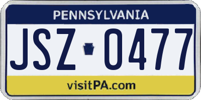 PA license plate JSZ0477