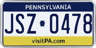 PA license plate JSZ0478