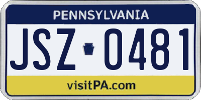 PA license plate JSZ0481