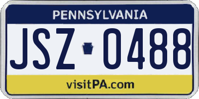 PA license plate JSZ0488
