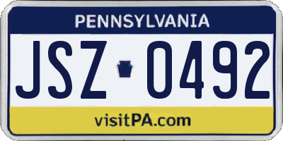 PA license plate JSZ0492