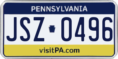 PA license plate JSZ0496