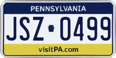 PA license plate JSZ0499