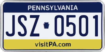 PA license plate JSZ0501