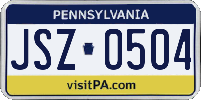 PA license plate JSZ0504