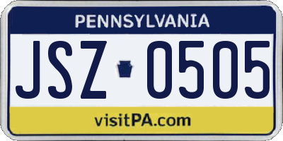 PA license plate JSZ0505