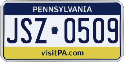 PA license plate JSZ0509