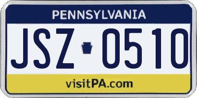 PA license plate JSZ0510