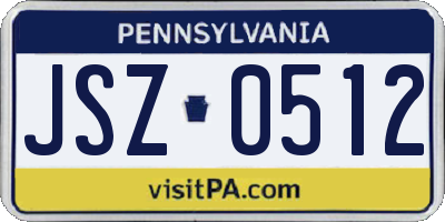 PA license plate JSZ0512