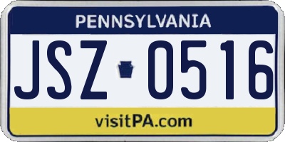 PA license plate JSZ0516