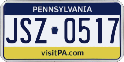 PA license plate JSZ0517