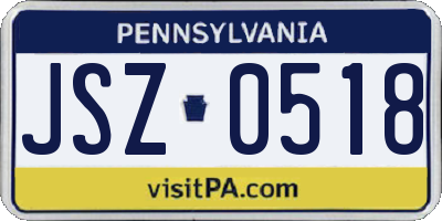 PA license plate JSZ0518