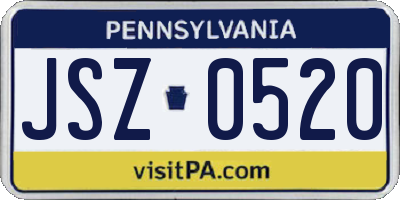 PA license plate JSZ0520