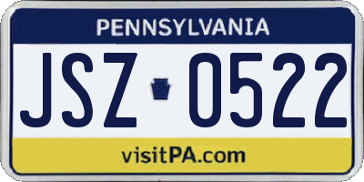 PA license plate JSZ0522