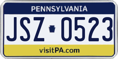 PA license plate JSZ0523
