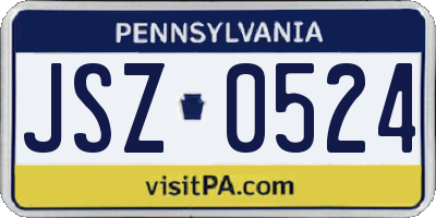 PA license plate JSZ0524
