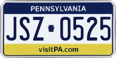 PA license plate JSZ0525