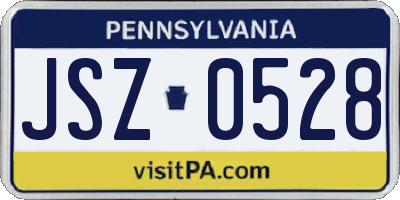 PA license plate JSZ0528