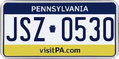 PA license plate JSZ0530