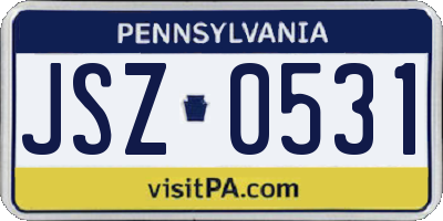 PA license plate JSZ0531