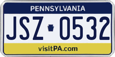 PA license plate JSZ0532