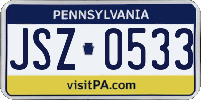 PA license plate JSZ0533