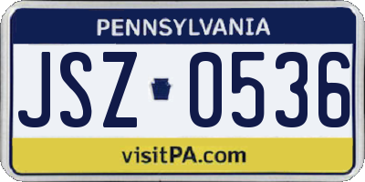 PA license plate JSZ0536