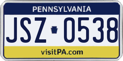 PA license plate JSZ0538