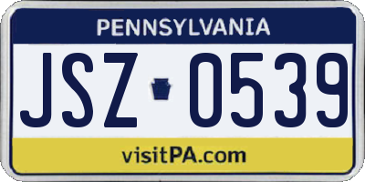 PA license plate JSZ0539