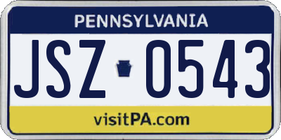 PA license plate JSZ0543