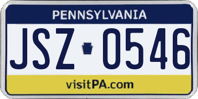 PA license plate JSZ0546