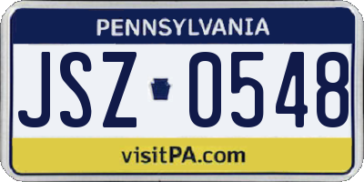 PA license plate JSZ0548