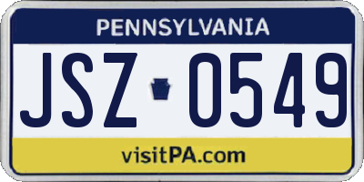 PA license plate JSZ0549