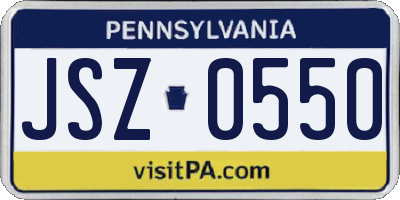 PA license plate JSZ0550