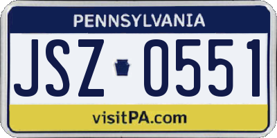 PA license plate JSZ0551