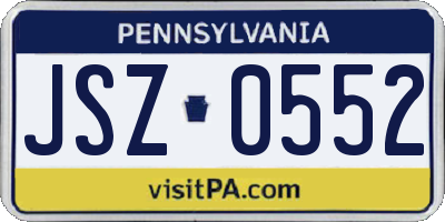 PA license plate JSZ0552