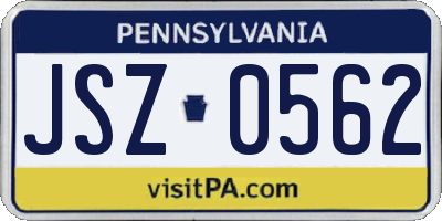 PA license plate JSZ0562