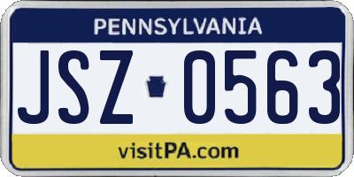 PA license plate JSZ0563