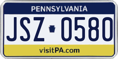 PA license plate JSZ0580