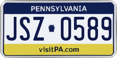 PA license plate JSZ0589