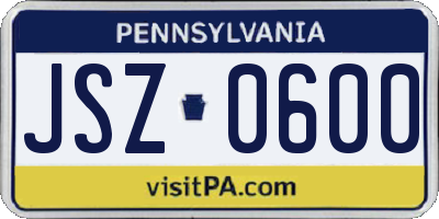 PA license plate JSZ0600