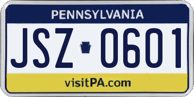 PA license plate JSZ0601