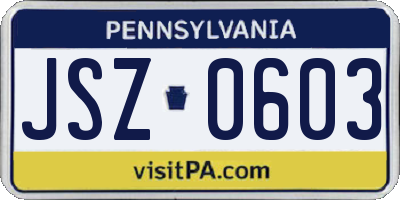 PA license plate JSZ0603